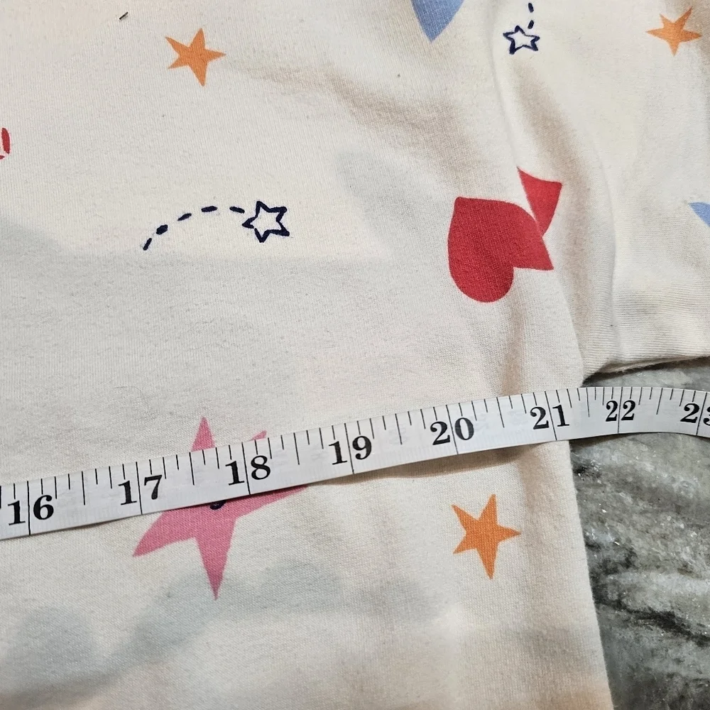 Old Navy Kids XL 14–16 Sweatshirt Mock Neck Cream Heart Star Print Pullover